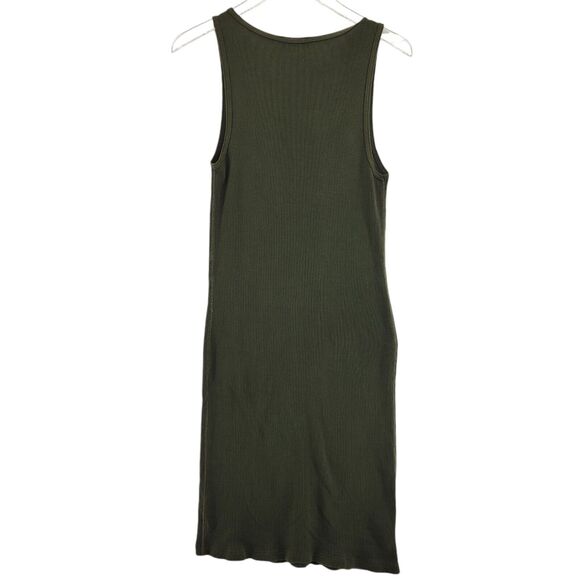 Ralph Lauren Black Label Tank Dress Large Medium Midi Ribbed Knit Olive Green - Picture 4 of 9